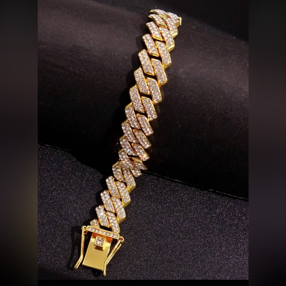 1pc Gold Metallic Bracelet With Rhinestone - Picture 3 of 5